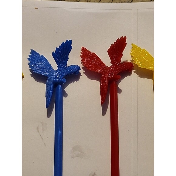 Vintage Parrot Swizzle Sticks Set of 6 Mid-Century Cocktail Tiki Bar Retro - Picture 2 of 3